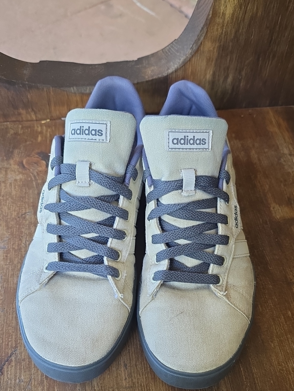 adidas  9.5 U.S 9 U.K SBeige Suede Low-Top Sneakers with Dark Gray Accents - Picture 2 of 6